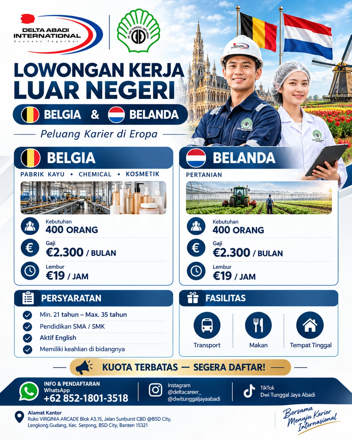 Lowongan Kerja Eropa Belgia & Belanda