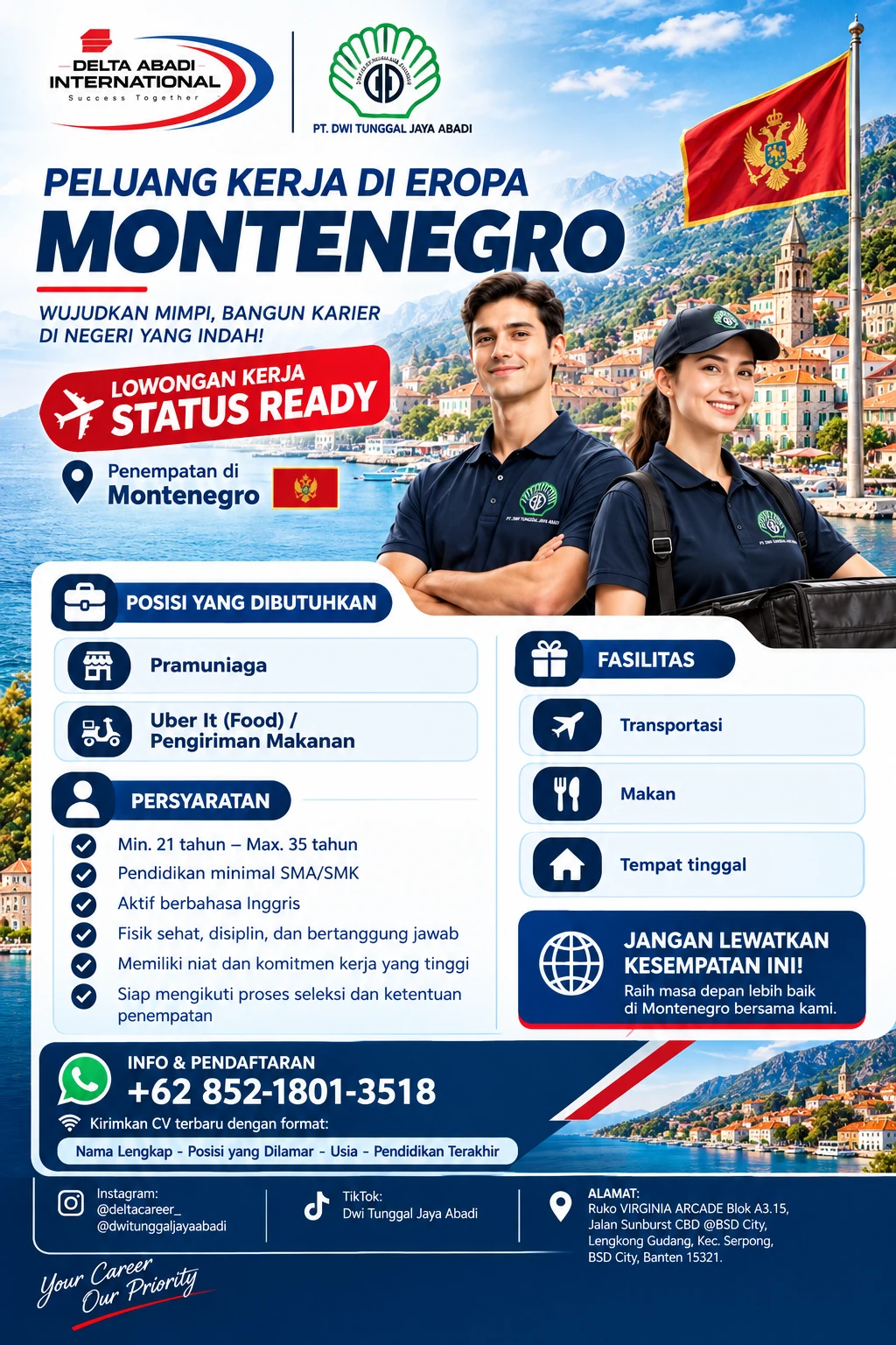 Peluang Kerja Montenegro Pramuniaga & Courier