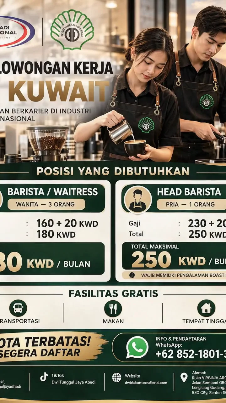 Lowongan Barista & Head Barista Kuwait
